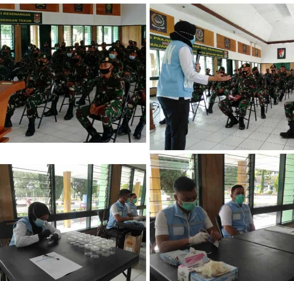 BNNK Garut Gelar Sosialisasi dan Test Urine Anggota Batalyon Infanteri Raider 303/SSM