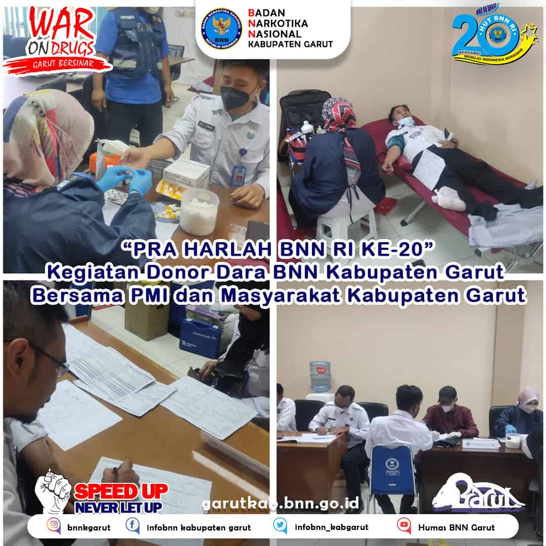 PRA Harlah BNN 20 Tahun Mengabdi, BNNK Garut Adakan Donor Darah Bersama PMI