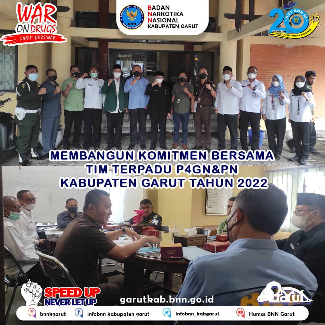 BNNK Garut Bangun Komitmen Bersama Terpadu P4GN & PN Kab Garut Tahun 2022