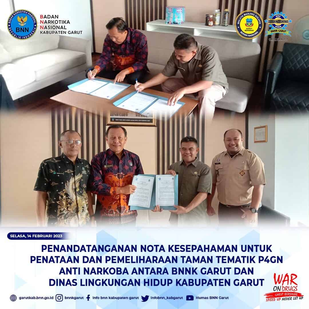 Perkuat Diseminasi Informasi P4GN, BNNK Garut dan DLH Garut Lakukan MoU Taman Tematik P4GN Perkuat Diseminasi Informasi P4GN, BNNK Garut dan DLH Garut Lakukan MoU Taman Tematik P4GN