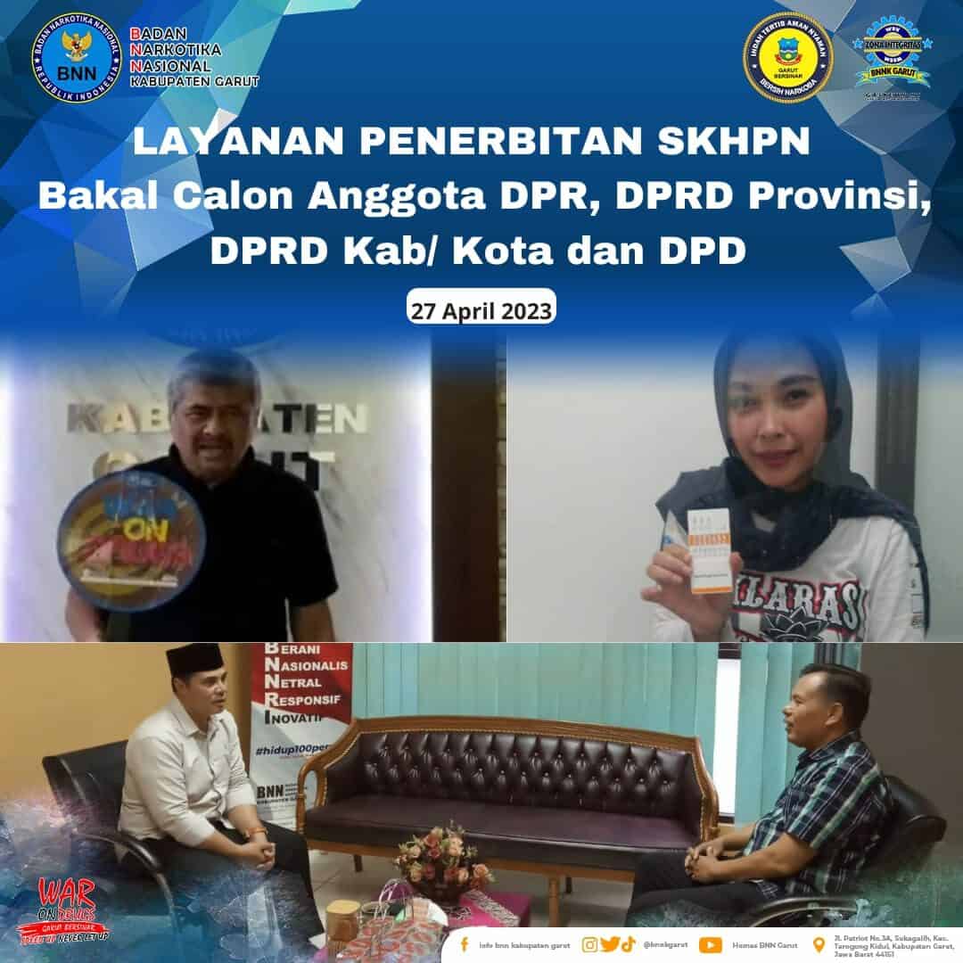 BNNK Garut Adakan Layanan Penerbitan SKHPN Bagi Bakal Calon Anggota DPR, DPRD Provinsi, DPRD Kab/Kota serta DPD BNNK Garut Adakan Layanan Penerbitan SKHPN Bagi Bakal Calon Anggota DPR, DPRD Provinsi, DPRD Kab/Kota serta DPD