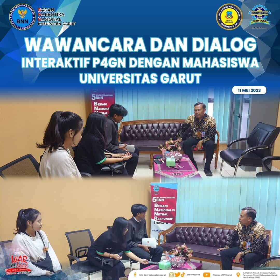 BNNK Garut Gelar Wawancara dan Dialog Interaktif P4GN dengan Mahasiswa UNIGA BNNK Garut Gelar Wawancara dan Dialog Interaktif P4GN dengan Mahasiswa UNIGA