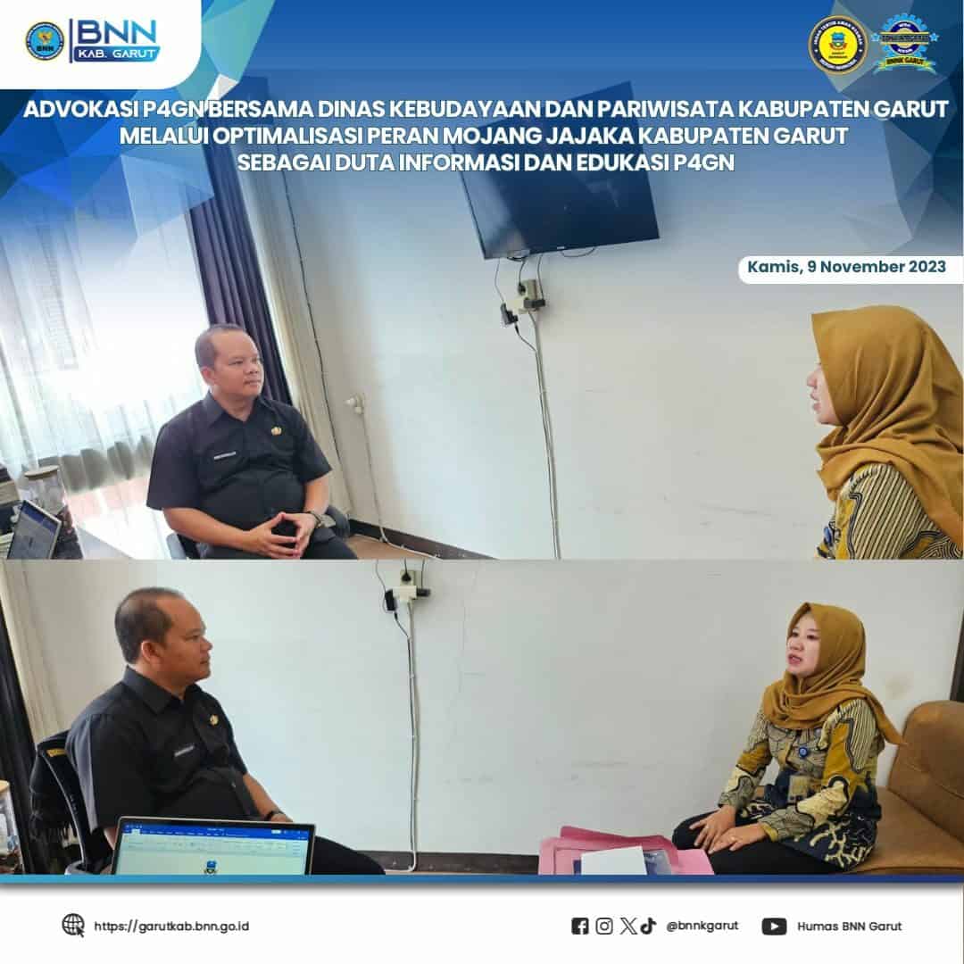 Perkuat Advokasi P4GN, BNNK Garut Gelar Optimalisasi Peran Mojang Jajaka Kabupaten Garut sebagai DUTA Informasi dan Edukasi P4GN Perkuat Advokasi P4GN, BNNK Garut Gelar Optimalisasi Peran Mojang Jajaka Kabupaten Garut sebagai DUTA Informasi dan Edukasi P4GN
