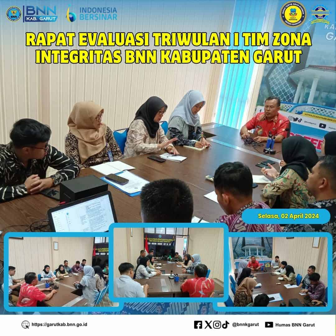 BNNK Garut Gelar Rapat Evaluasi Triwulan I Tim Zona Integritas BNN Kabupaten Garut BNNK Garut Gelar Rapat Evaluasi Triwulan I Tim Zona Integritas BNN Kabupaten Garut
