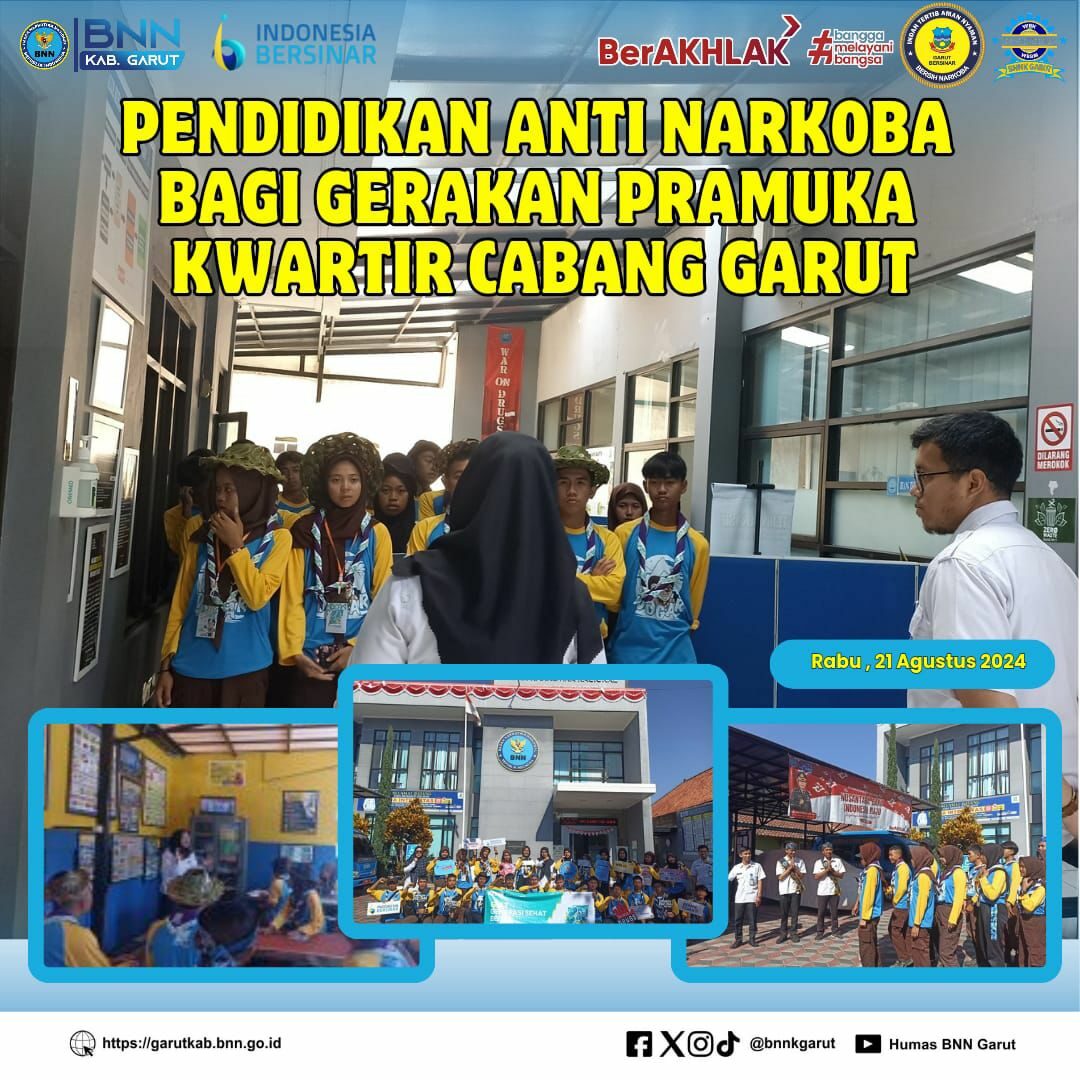 BNNK Garut Gelar Pendidikan Anti Narkoba Bagi Gerakan Pramuka Kwartir Cabang Garut BNNK Garut Gelar Pendidikan Anti Narkoba Bagi Gerakan Pramuka Kwartir Cabang Garut
