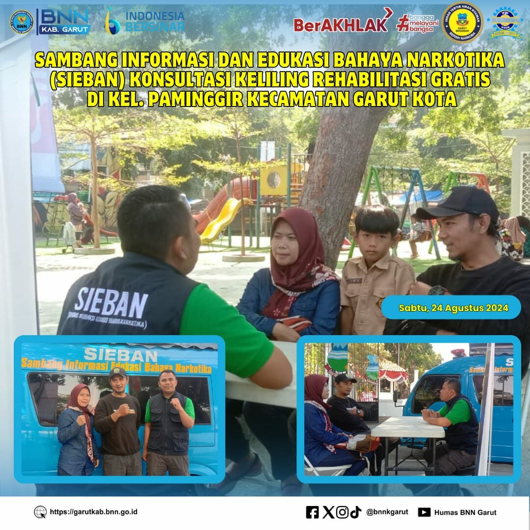 PIKET SIAGA P4GN BNNK GARUT SAMBANG INFORMASI DAN EDUKASI BAHAYA NARKOTIKA (SIEBAN), PELAYANAN KELILING, DAN SOSIALISASI AGEN INFORMASI NARKOTIKA GARUT (AING) DI KELURAHAN SUKAKARYA PIKET SIAGA P4GN BNNK GARUT SAMBANG INFORMASI DAN EDUKASI BAHAYA NARKOTIKA (SIEBAN), PELAYANAN KELILING, DAN SOSIALISASI AGEN INFORMASI NARKOTIKA GARUT (AING) DI KELURAHAN SUKAKARYA