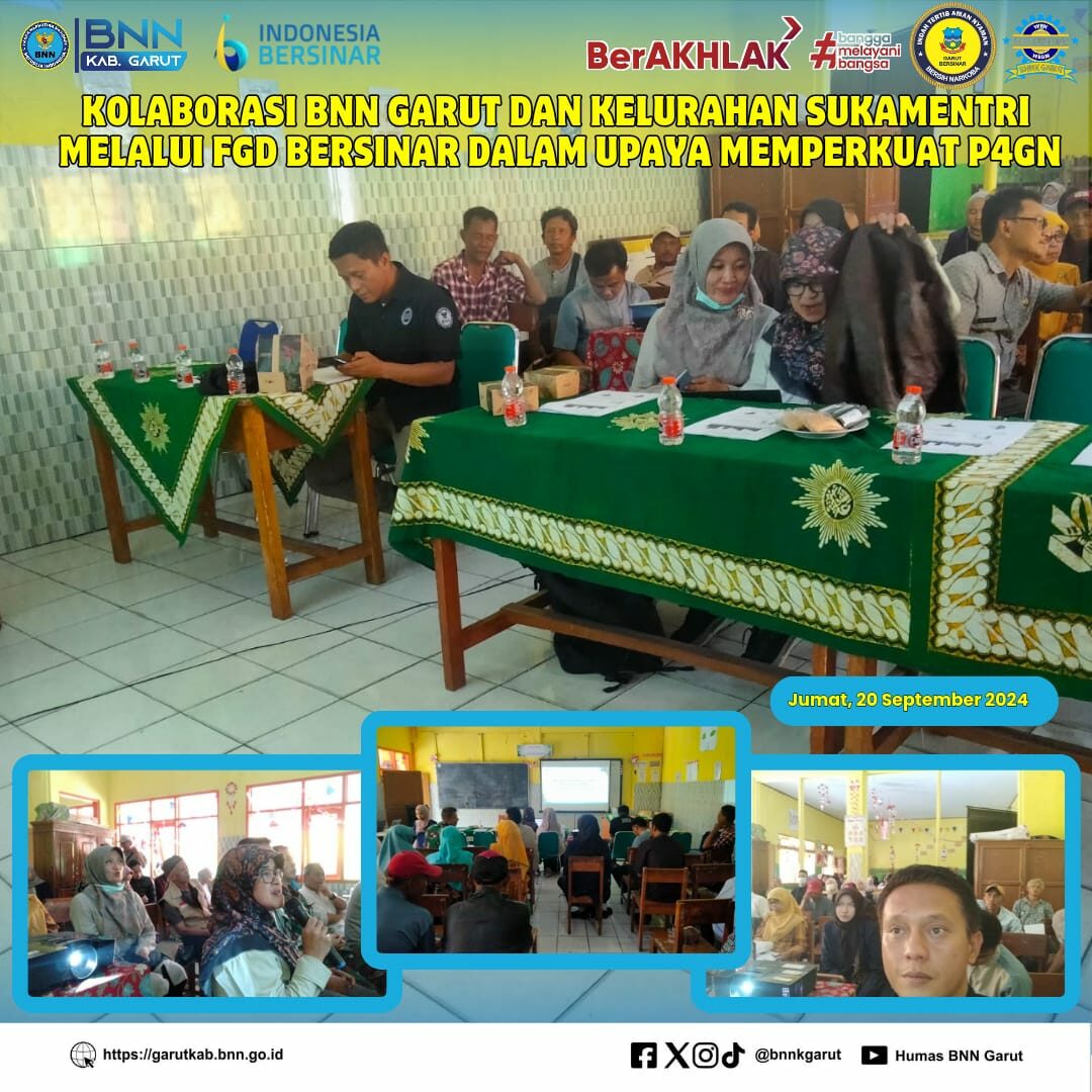 Perkuat P4GN, BNNK Garut Gelar Kolaborasi P4GN Bersama Kelurahan Sukamentri Melalui FGD BERSINAR Perkuat P4GN, BNNK Garut Gelar Kolaborasi P4GN Bersama Kelurahan Sukamentri Melalui FGD BERSINAR