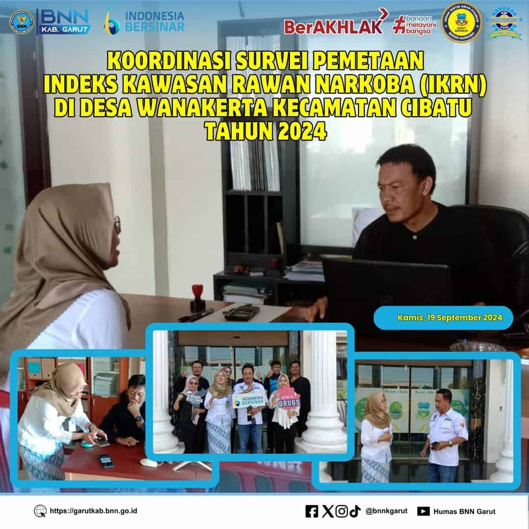 BNNK Garut Laksanakan Koordinasi Survei Pemetaan Indeks Kawasan Rawan Narkoba (IKRN) Di Kecamatan Cibatu Tahun 2024 BNNK Garut Laksanakan Koordinasi Survei Pemetaan Indeks Kawasan Rawan Narkoba (IKRN) Di Kecamatan Cibatu Tahun 2024