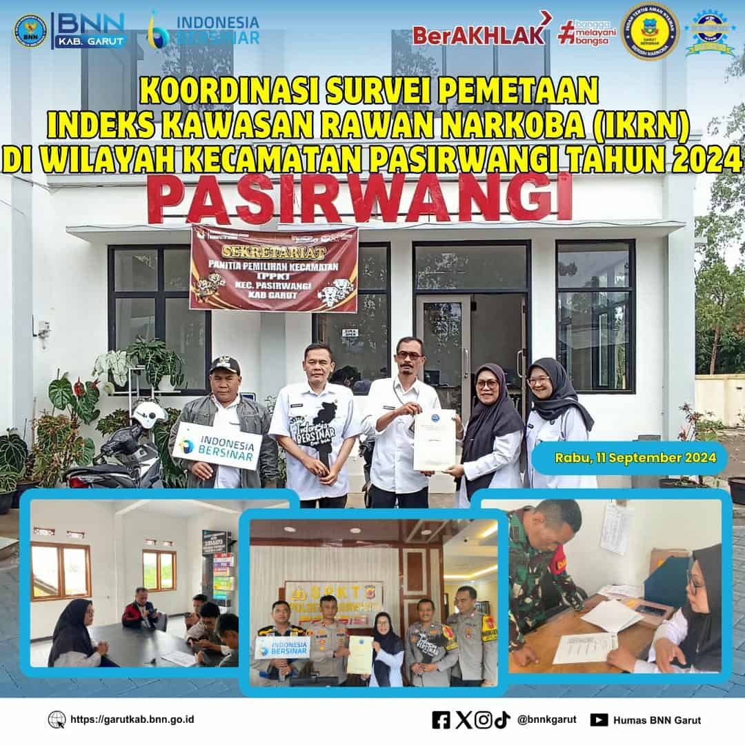 BNNK Garut Laksanakan Koordinasi Survei Pemetaan Indeks Kawasan Rawan Narkoba (IKRN) Di Kecamatan Pasirwangi Tahun 2024 BNNK Garut Laksanakan Koordinasi Survei Pemetaan Indeks Kawasan Rawan Narkoba (IKRN) Di Kecamatan Pasirwangi Tahun 2024