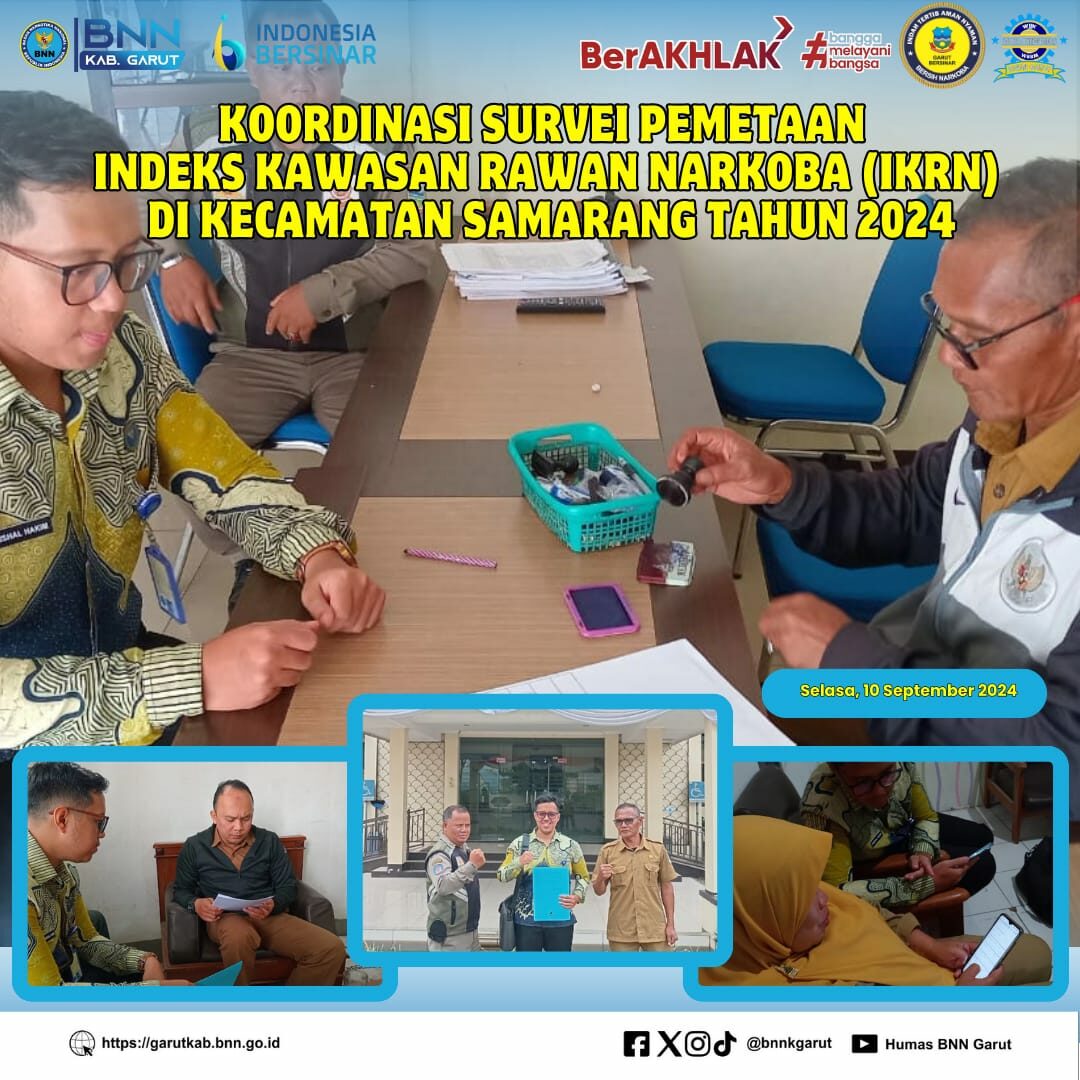 BNNK Garut Laksanakan Koordinasi Survei Pemetaan Indeks Kawasan Rawan Narkoba (IKRN) Di Kecamatan Samarang Tahun 2024 BNNK Garut Laksanakan Koordinasi Survei Pemetaan Indeks Kawasan Rawan Narkoba (IKRN) Di Kecamatan Samarang Tahun 2024