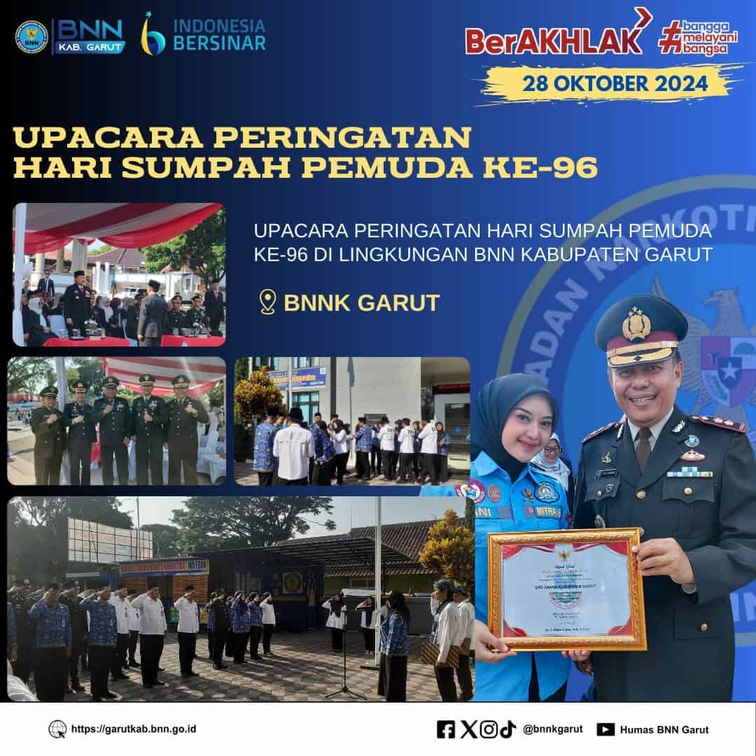 BNNK Garut Gelar Upacara Peringatan Hari Sumpah Pemuda Ke-96 BNNK Garut Gelar Upacara Peringatan Hari Sumpah Pemuda Ke-96