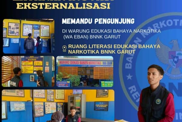 LAYANAN INOVASI EKSTERNALISASI BNNK GARUT, MEMANDU PENGUNJUNG DI WARUNG EDUKASI BAHAYA NARKOTIKA (WA EBAN) BNNK GARUT