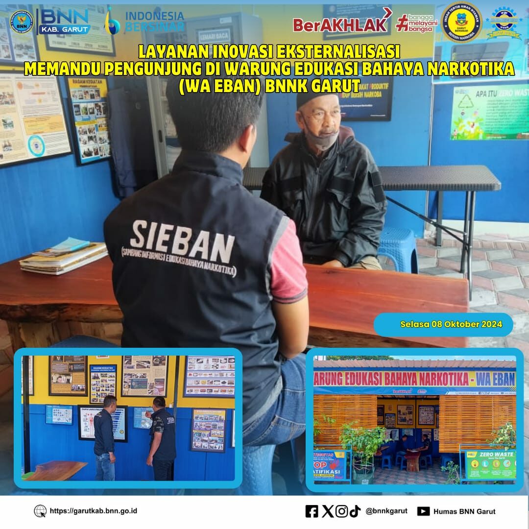 PIKET SIAGA P4GN BNNK GARUT LAYANAN INOVASI EKTERNALISASI, MEMANDU PENGUNJUNG DI WARUNG EDUKASI BAHAYA NARKOTIKA (WA EBAN) BNNK GARUT PIKET SIAGA P4GN BNNK GARUT LAYANAN INOVASI EKTERNALISASI, MEMANDU PENGUNJUNG DI WARUNG EDUKASI BAHAYA NARKOTIKA (WA EBAN) BNNK GARUT