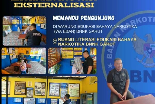 LAYANAN INOVASI EKSTERNALISASI BNNK GARUT, MEMANDU PENGUNJUNG DI WARUNG EDUKASI BAHAYA NARKOTIKA (WA EBAN) BNNK GARUT