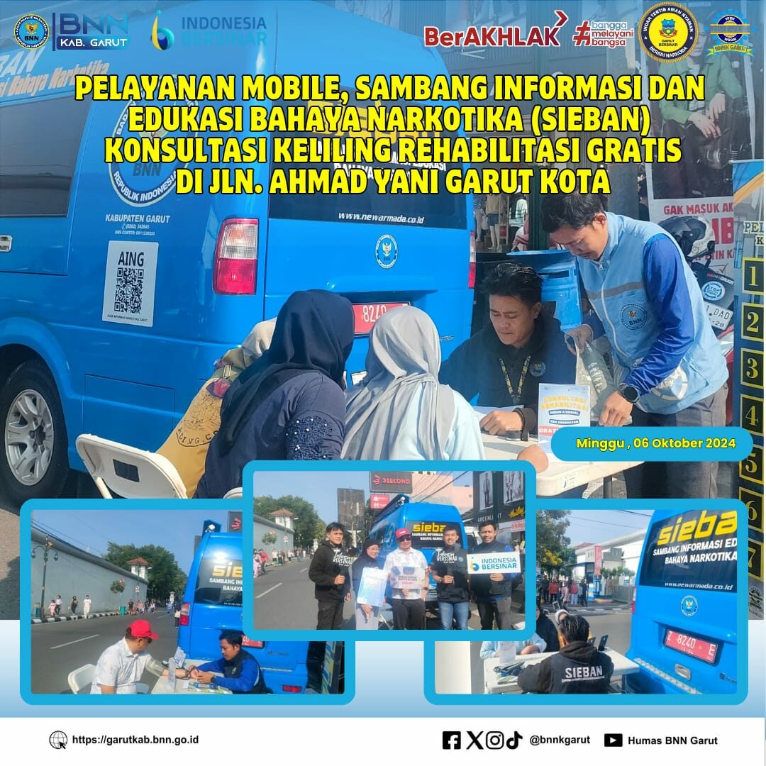PELAYANAN MOBILE, SAMBANG INFORMASI DAN EDUKASI BAHAYA NARKOTIKA (SIEBAN), PELAYANAN KELILING, DAN SOSIALISASI AGEN INFORMASI NARKOTIKA GARUT (AING) DI DESA JAYARAGA