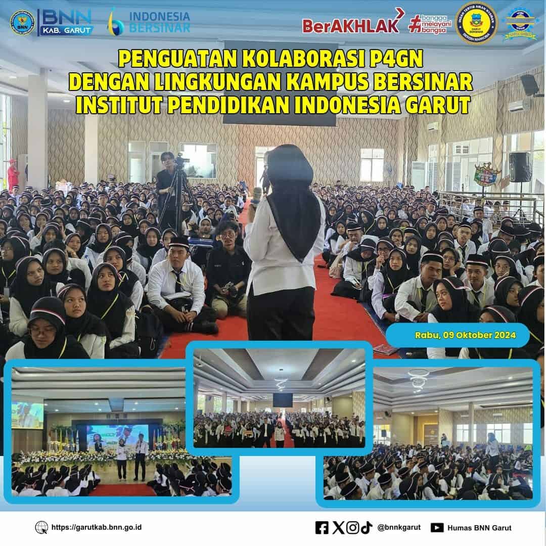BNNK Garut Adakan Penguatan Kolaborasi P4GN Dengan Kampus BERSINAR Institut Pendidikan Indonesia Garut BNNK Garut Gelar Penguatan Kolaborasi P4GN Dengan Pesantren BERSINAR Asy-Syarifiyah Tarogong Garut