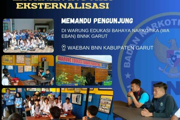 PIKET SIAGA P4GN BNNK GARUT LAYANAN INOVASI EKTERNALISASI, MEMANDU PENGUNJUNG DI WARUNG EDUKASI BAHAYA NARKOTIKA (WA EBAN) BNNK GARUT
