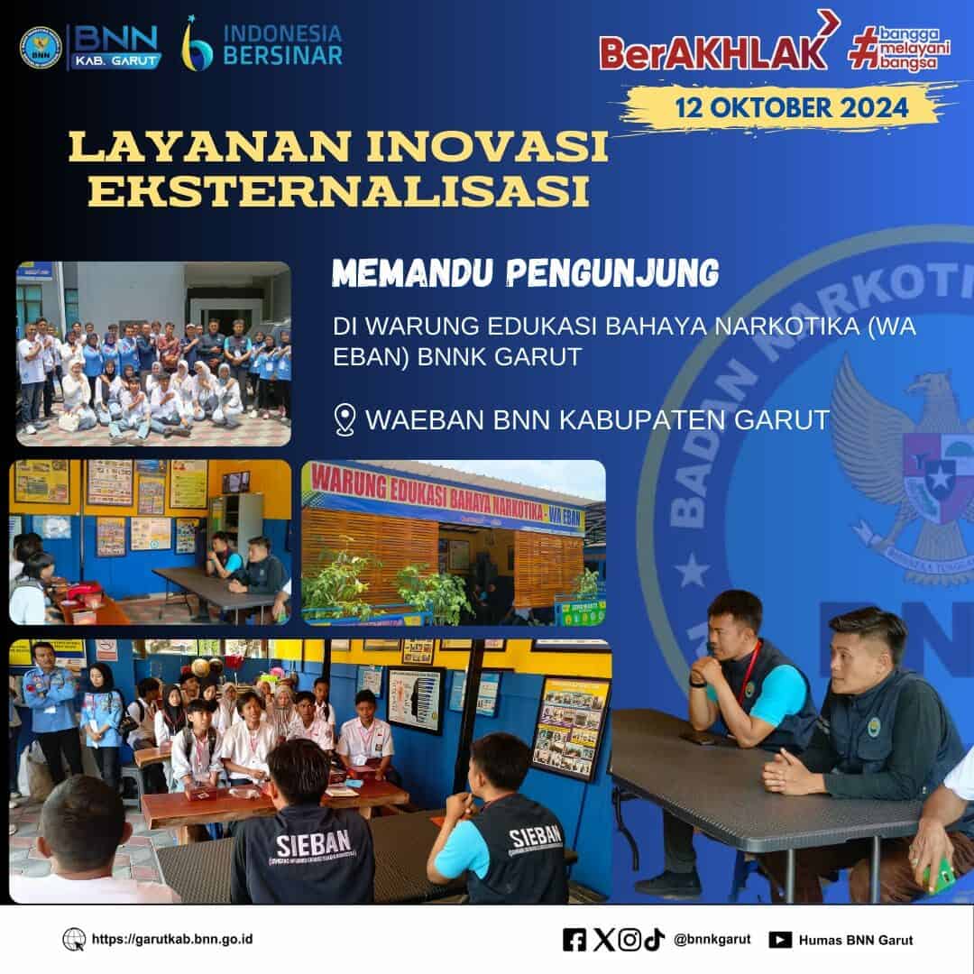 PIKET SIAGA P4GN BNNK GARUT LAYANAN INOVASI EKSTERNALISASI, MEMANDU PENGUNJUNG DI WARUNG EDUKASI BAHAYA NARKOTIKA (WA EBAN) BNNK GARUT PIKET SIAGA P4GN BNNK GARUT LAYANAN INOVASI EKTERNALISASI, MEMANDU PENGUNJUNG DI WARUNG EDUKASI BAHAYA NARKOTIKA (WA EBAN) BNNK GARUT
