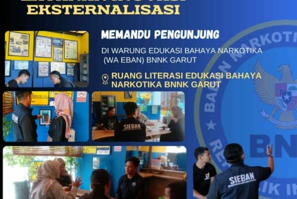 LAYANAN INOVASI EKSTERNALISASI BNNK GARUT, MEMANDU PENGUNJUNG DI WARUNG EDUKASI BAHAYA NARKOTIKA (WA EBAN) BNNK GARUT