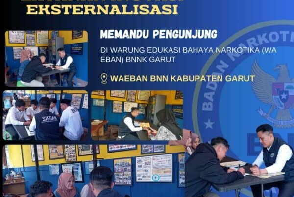 PIKET SIAGA P4GN BNNK GARUT LAYANAN INOVASI EKSTERNALISASI, MEMANDU PENGUNJUNG DI WARUNG EDUKASI BAHAYA NARKOTIKA (WA EBAN) BNNK GARUT