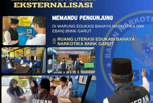 LAYANAN INOVASI EKSTERNALISASI BNNK GARUT, MEMANDU PENGUNJUNG DI WARUNG EDUKASI BAHAYA NARKOTIKA (WA EBAN) BNNK GARUT