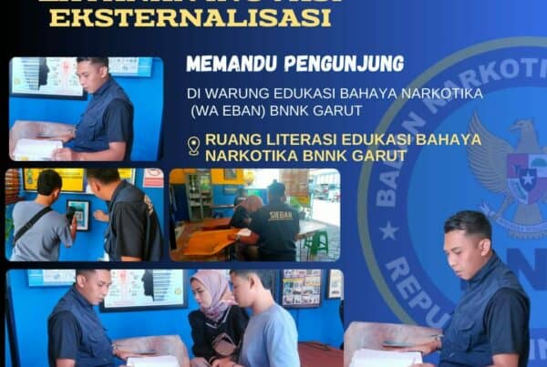 LAYANAN INOVASI EKSTERNALISASI BNNK GARUT, MEMANDU PENGUNJUNG DI WARUNG EDUKASI BAHAYA NARKOTIKA (WA EBAN) BNNK GARUT