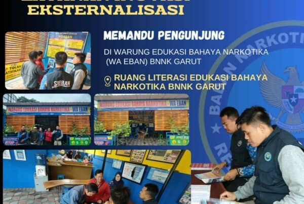 BNNK GARUT PERKUAT LAYANAN INOVASI EKSTERNALISASI, MEMANDU PENGUNJUNG DI WARUNG EDUKASI BAHAYA NARKOTIKA (WA EBAN) BNNK GARUT