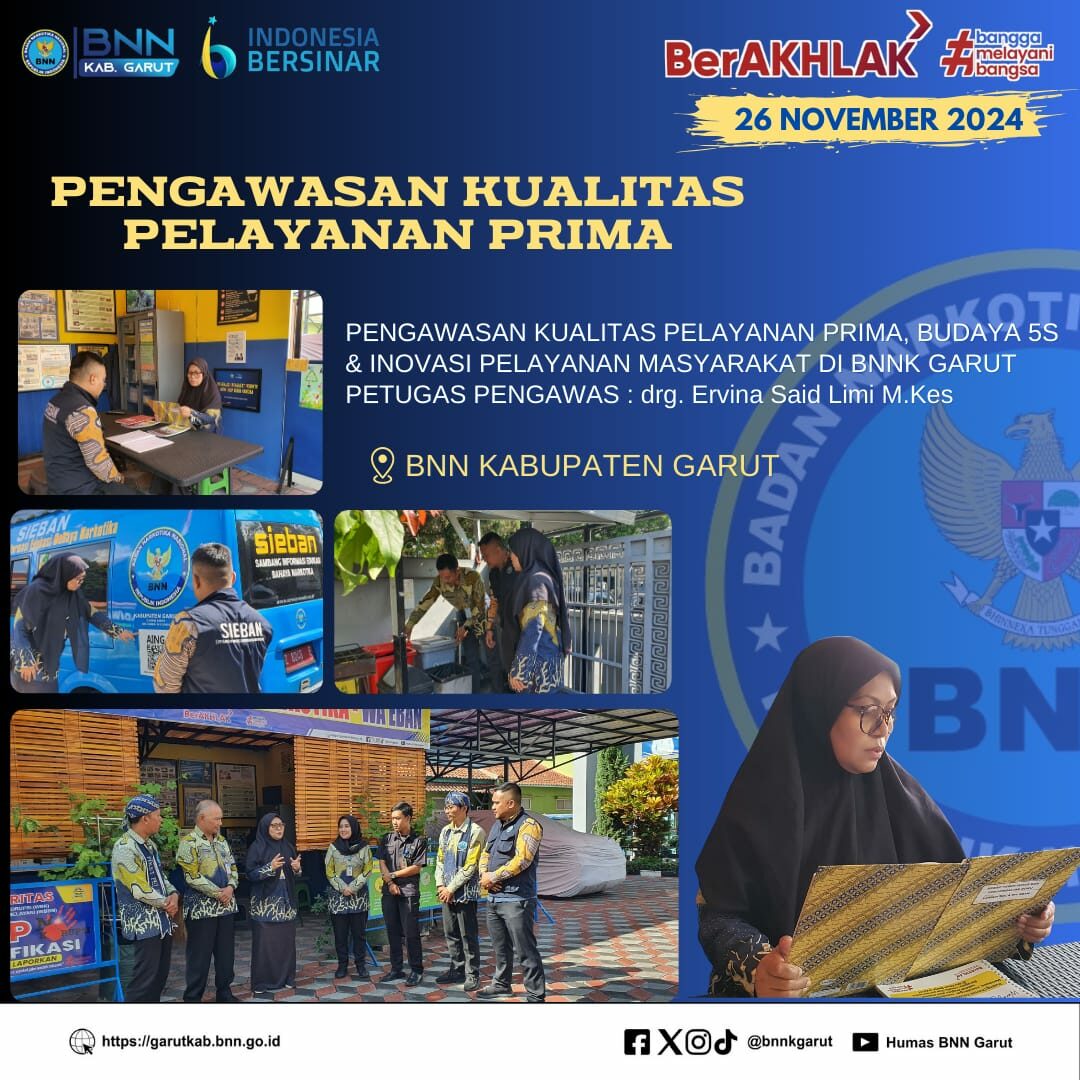BNNK Garut Adakan Pengawasan Budaya 5S Fokus Inovasi Eksternalisasi Guna Perkuat Kualitas Pelayanan Prima BNNK Garut Adakan Pengawasan Budaya 5S Fokus Inovasi Eksternalisasi Guna Perkuat Kualitas Pelayanan Prima