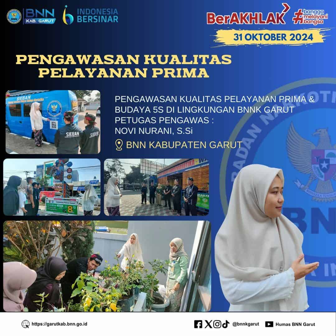 BNNK Garut Gelar Pengawasan Kualitas Pelayanan Prima dan Budaya 5S BNNK Garut Gelar Pengawasan Kualitas Pelayanan Prima dan Budaya 5S