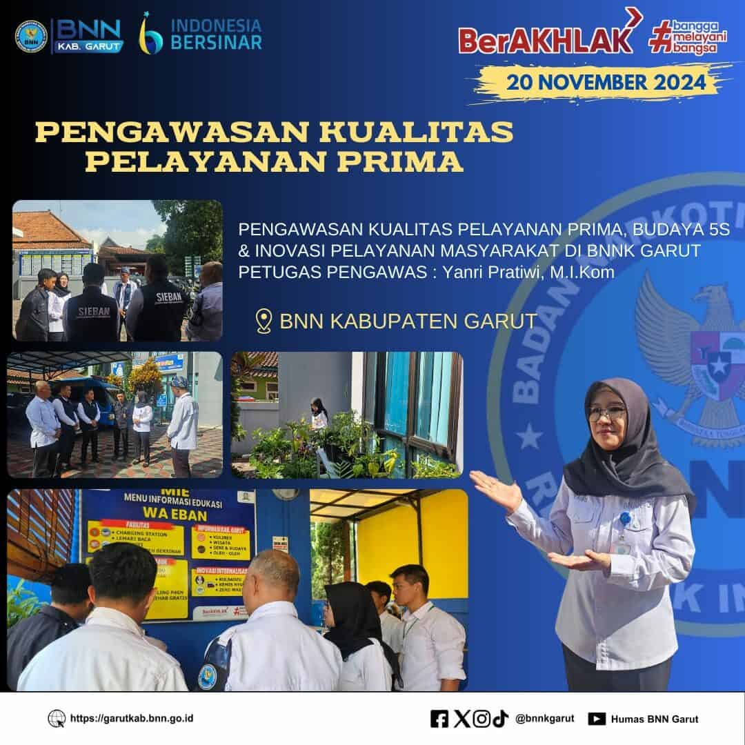 BNNK Garut Laksanakan Pengawasan Kualitas Pelayanan Prima dan Budaya 5S BNNK Garut Laksanakan Pengawasan Kualitas Pelayanan Prima dan Budaya 5S