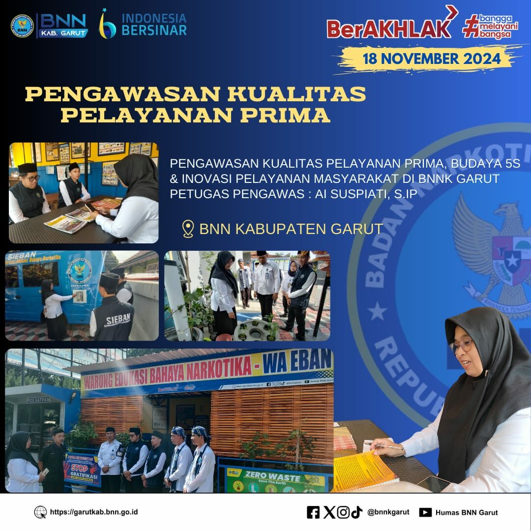BNNK Garut Laksanakan Pengawasan Kualitas Pelayanan Prima dan Budaya 5S Fokus Inovasi Eksternalisasi BNNK Garut Laksanakan Pengawasan Kualitas Pelayanan Prima dan Budaya 5S Fokus Inovasi Eksternalisasi