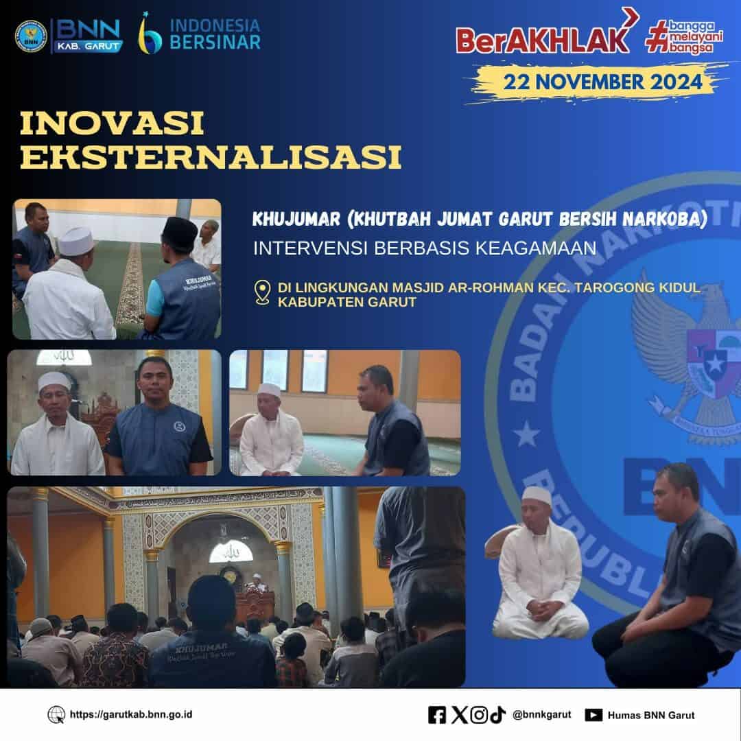 KHUJUMAR (Khutbah Jumat Garut Bersih Narkoba) "Intervensi Sosial Berbasis Keagamaan" di Lingkungan Masjid Ar Rohmah KHUJUMAR (Khutbah Jumat Garut Bersih Narkoba) “Intervensi Sosial Berbasis Keagamaan” di Lingkungan Masjid Ar Rohmah