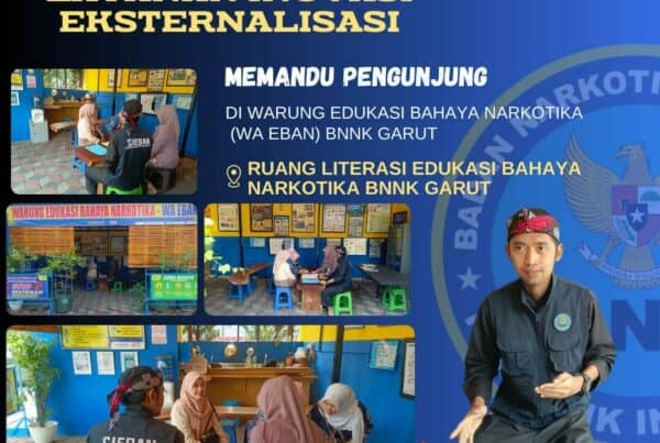 LAYANAN INOVASI EKSTERNALISASI BNNK GARUT, MEMANDU PENGUNJUNG DI WARUNG EDUKASI BAHAYA NARKOTIKA (WA EBAN) BNNK GARUT