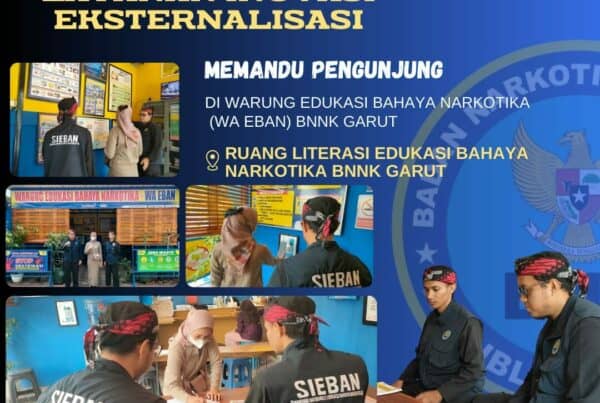 LAYANAN INOVASI EKSTERNALISASI BNNK GARUT, MEMANDU PENGUNJUNG DI WARUNG EDUKASI BAHAYA NARKOTIKA (WA EBAN) BNNK GARUT