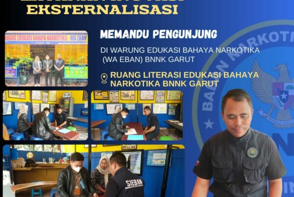 LAYANAN INOVASI EKSTERNALISASI BNNK GARUT, MEMANDU PENGUNJUNG DI WARUNG EDUKASI BAHAYA NARKOTIKA (WA EBAN) BNNK GARUT