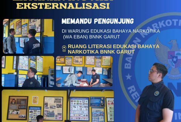 BNNK GARUT PERKUAT LAYANAN INOVASI EKSTERNALISASI, MEMANDU PENGUNJUNG DI WARUNG EDUKASI BAHAYA NARKOTIKA (WA EBAN) BNNK GARUT