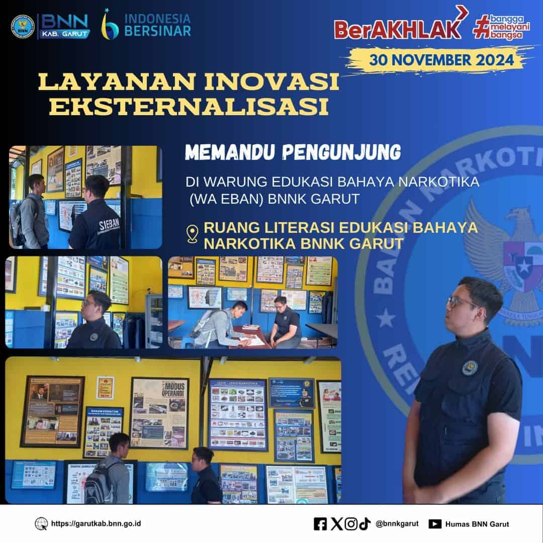BNNK GARUT PERKUAT LAYANAN INOVASI EKSTERNALISASI, MEMANDU PENGUNJUNG DI WARUNG EDUKASI BAHAYA NARKOTIKA (WA EBAN) BNNK GARUT BNNK GARUT PERKUAT LAYANAN INOVASI EKSTERNALISASI, MEMANDU PENGUNJUNG DI WARUNG EDUKASI BAHAYA NARKOTIKA (WA EBAN) BNNK GARUT