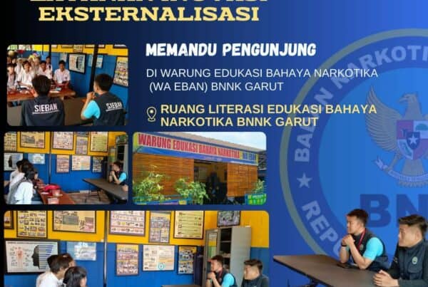 LAYANAN INOVASI EKSTERNALISASI BNNK GARUT, MEMANDU PENGUNJUNG DI WARUNG EDUKASI BAHAYA NARKOTIKA (WA EBAN) BNNK GARUT