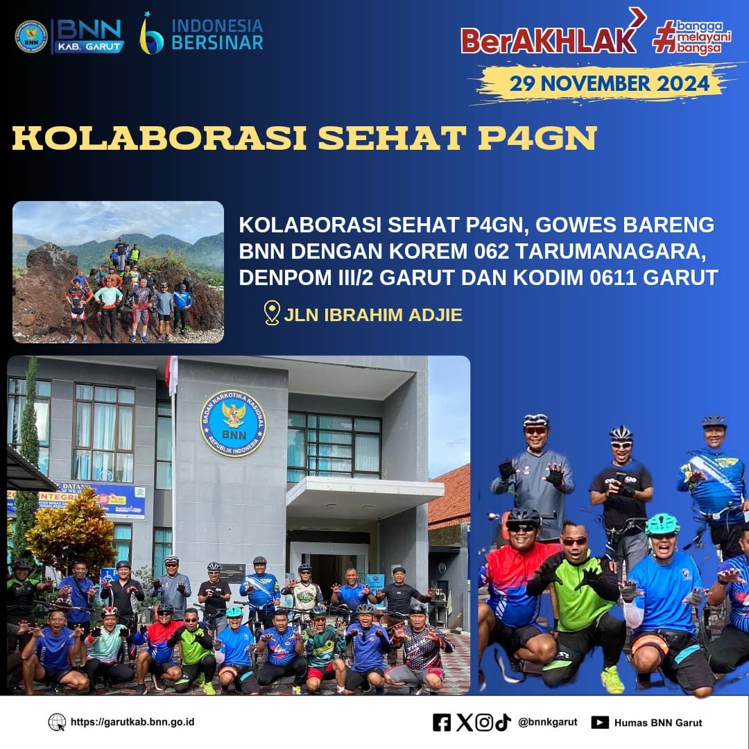 Penguatan Kolaborasi Sehat P4GN BNNK Garut Dengan Korem 062 Tarumanegara, Denpom III/2 Garut dan Kodim 0611 Garut Penguatan Kolaborasi Sehat P4GN BNNK Garut Dengan Korem 062 Tarumanegara, Denpom III/2 Garut dan Kodim 0611 Garut