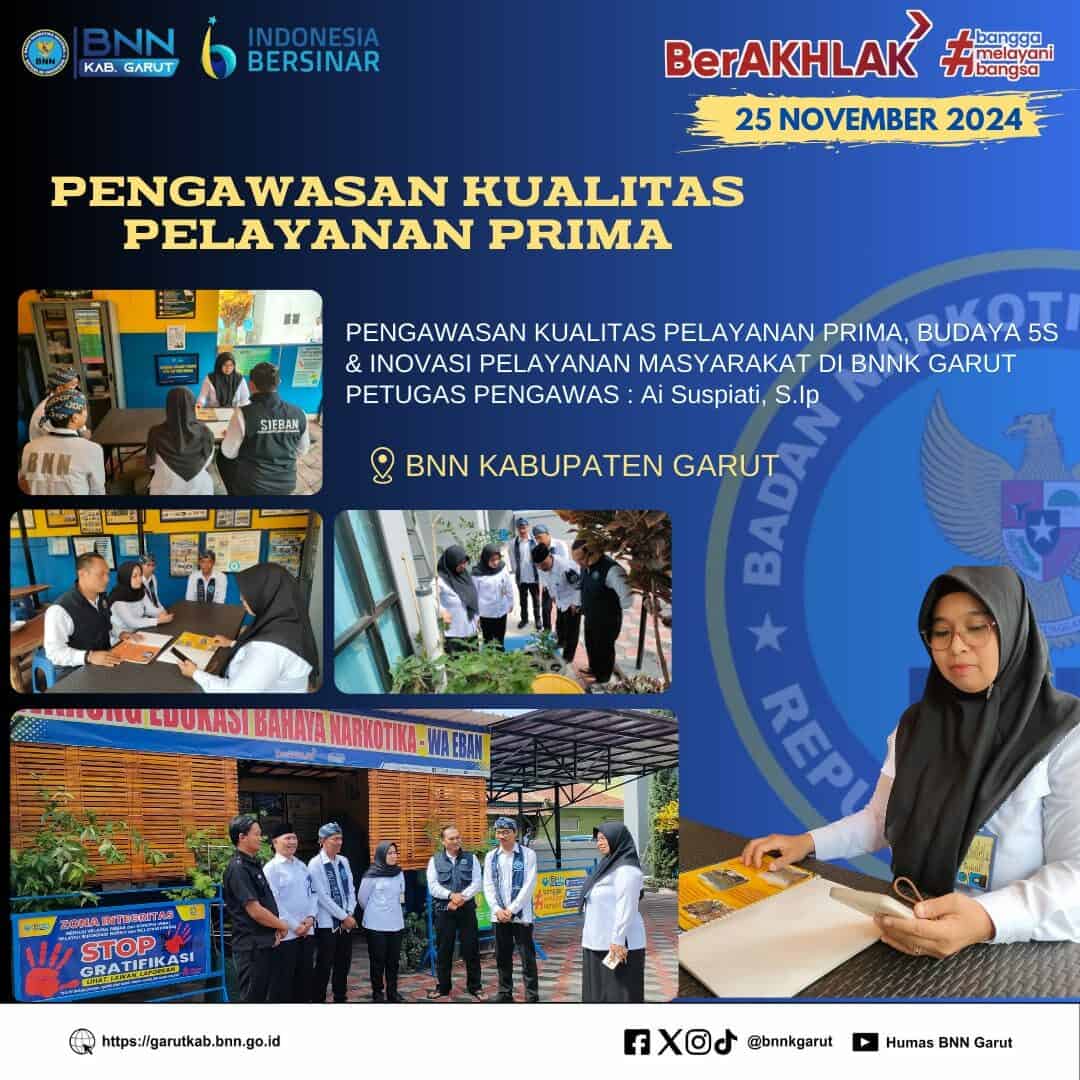 Perkuat Kualitas Pelayanan Prima, BNNK Garut Adakan Pengawasan Budaya 5S Fokus Inovasi Eksternalisasi Perkuat Kualitas Pelayanan Prima, BNNK Garut Adakan Pengawasan Budaya 5S Fokus Inovasi Eksternalisasi