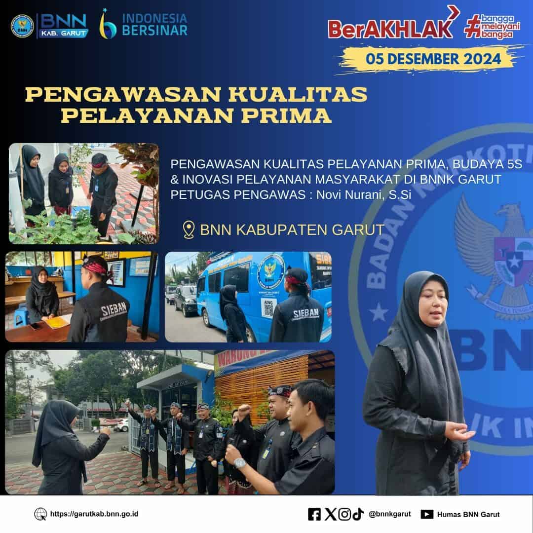 BNNK Garut Laksanakan Pengawasan Budaya 5S Dan Kualitas Pelayanan Prima BNNK Garut Laksanakan Pengawasan Budaya 5S Dan Kualitas Pelayanan Prima