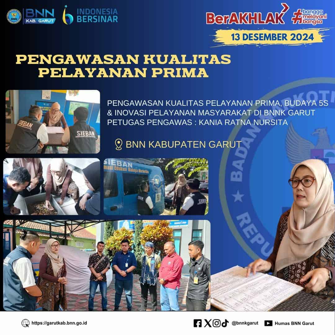Fokus Inovasi Eksternalisasi, BNNK Garut Gelar Pengawasan Kualitas Pelayanan Prima Dan Budaya 5S Fokus Inovasi Eksternalisasi, BNNK Garut Gelar Pengawasan Kualitas Pelayanan Prima Dan Budaya 5S