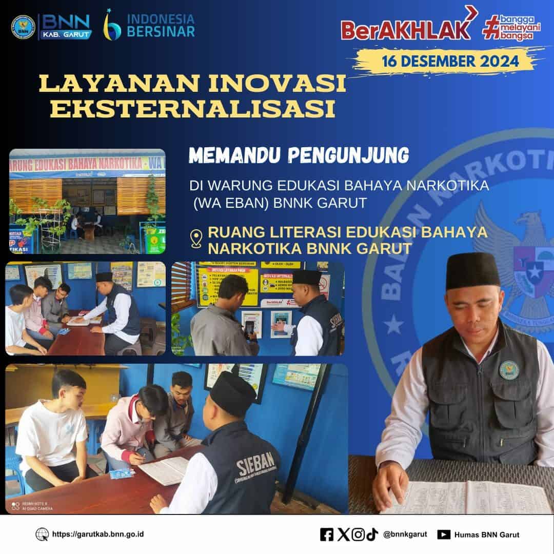 PERKUAT LAYANAN INOVASI EKSTERNALISASI, BNNK GARUT MEMANDU PENGUNJUNG DI WARUNG EDUKASI BAHAYA NARKOTIKA (WA EBAN) PERKUAT LAYANAN INOVASI EKSTERNALISASI, BNNK GARUT MEMANDU PENGUNJUNG DI WARUNG EDUKASI BAHAYA NARKOTIKA (WA EBAN)