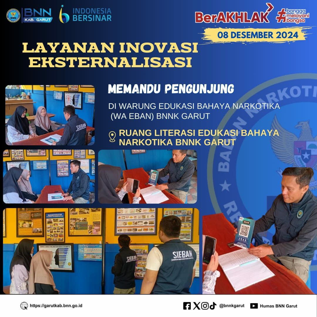 BNNK GARUT PERKUAT LAYANAN INOVASI EKSTERNALISASI, MEMANDU PENGUNJUNG DI WARUNG EDUKASI BAHAYA NARKOTIKA (WA EBAN) BNNK GARUT BNNK GARUT PERKUAT LAYANAN INOVASI EKSTERNALISASI, MEMANDU PENGUNJUNG DI WARUNG EDUKASI BAHAYA NARKOTIKA (WA EBAN) BNNK GARUT