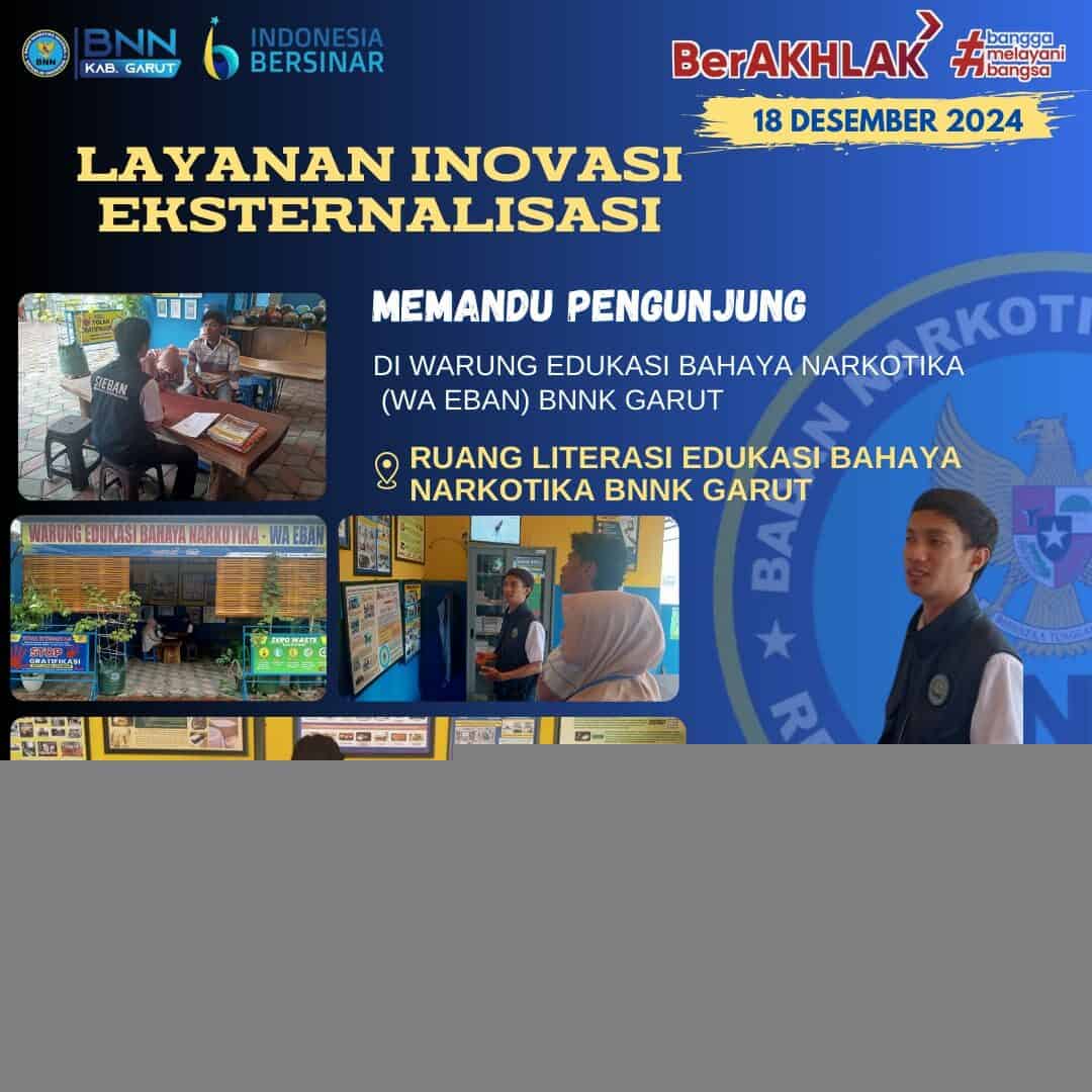 PERKUAT LAYANAN INOVASI EKSTERNALISASI, BNNK GARUT MEMANDU PENGUNJUNG DI WARUNG EDUKASI BAHAYA NARKOTIKA (WA EBAN) PERKUAT LAYANAN INOVASI EKSTERNALISASI, BNNK GARUT MEMANDU PENGUNJUNG DI WARUNG EDUKASI BAHAYA NARKOTIKA (WA EBAN)