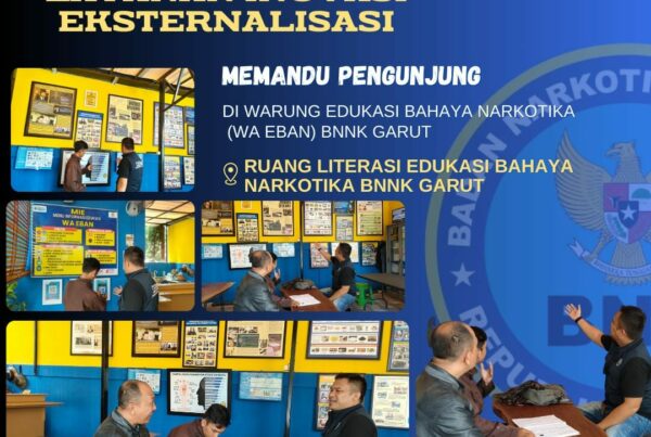 LAYANAN INOVASI EKSTERNALISASI, BNNK GARUT MEMANDU PENGUNJUNG DI WARUNG EDUKASI BAHAYA NARKOTIKA (WA EBAN)