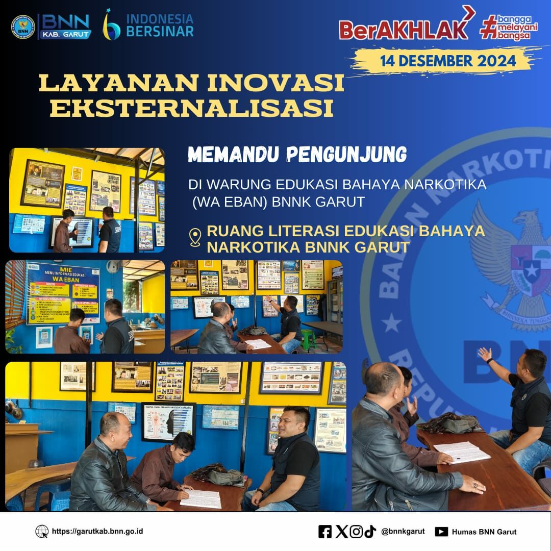 PERKUAT LAYANAN INOVASI EKSTERNALISASI, BNNK GARUT MEMANDU PENGUNJUNG DI WARUNG EDUKASI BAHAYA NARKOTIKA (WA EBAN) LAYANAN INOVASI EKSTERNALISASI, BNNK GARUT MEMANDU PENGUNJUNG DI WARUNG EDUKASI BAHAYA NARKOTIKA (WA EBAN)