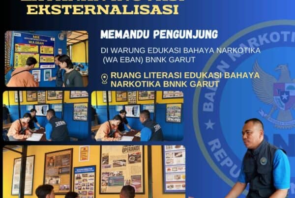 PIKET SIAGA P4GN BNNK GARUT LAYANAN INOVASI EKTERNALISASI, MEMANDU PENGUNJUNG DI WARUNG EDUKASI BAHAYA NARKOTIKA (WA EBAN) BNNK GARUT