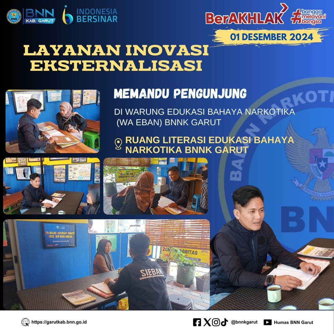 BNNK GARUT PERKUAT LAYANAN INOVASI EKSTERNALISASI, MEMANDU PENGUNJUNG DI WARUNG EDUKASI BAHAYA NARKOTIKA (WA EBAN) BNNK GARUT BNNK GARUT PERKUAT LAYANAN INOVASI EKSTERNALISASI, MEMANDU PENGUNJUNG DI WARUNG EDUKASI BAHAYA NARKOTIKA (WA EBAN) BNNK GARUT