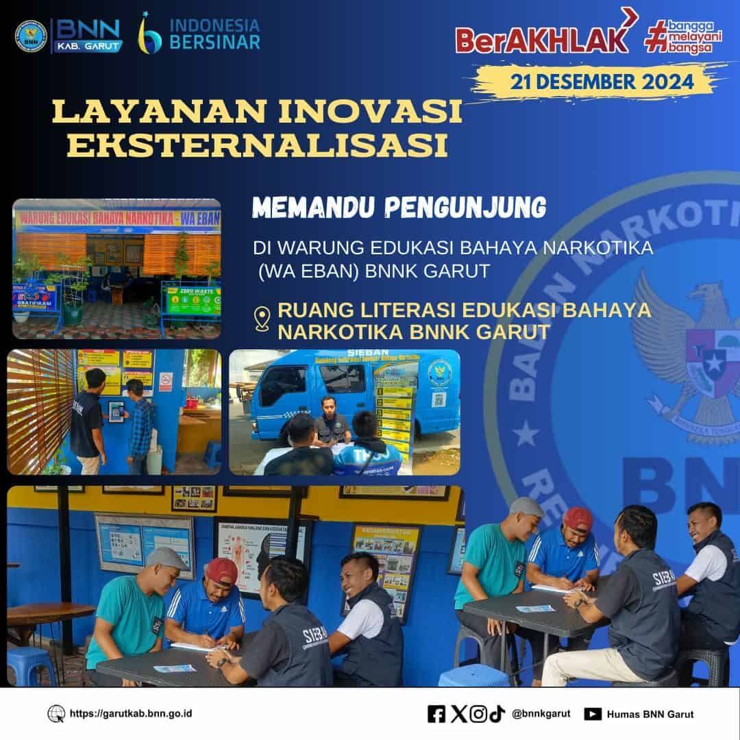 PIKET SIAGA P4GN BNNK GARUT LAYANAN INOVASI EKTERNALISASI, MEMANDU PENGUNJUNG DI WARUNG EDUKASI BAHAYA NARKOTIKA (WA EBAN) BNNK GARUT PIKET SIAGA P4GN BNNK GARUT LAYANAN INOVASI EKTERNALISASI, MEMANDU PENGUNJUNG DI WARUNG EDUKASI BAHAYA NARKOTIKA (WA EBAN) BNNK GARUT